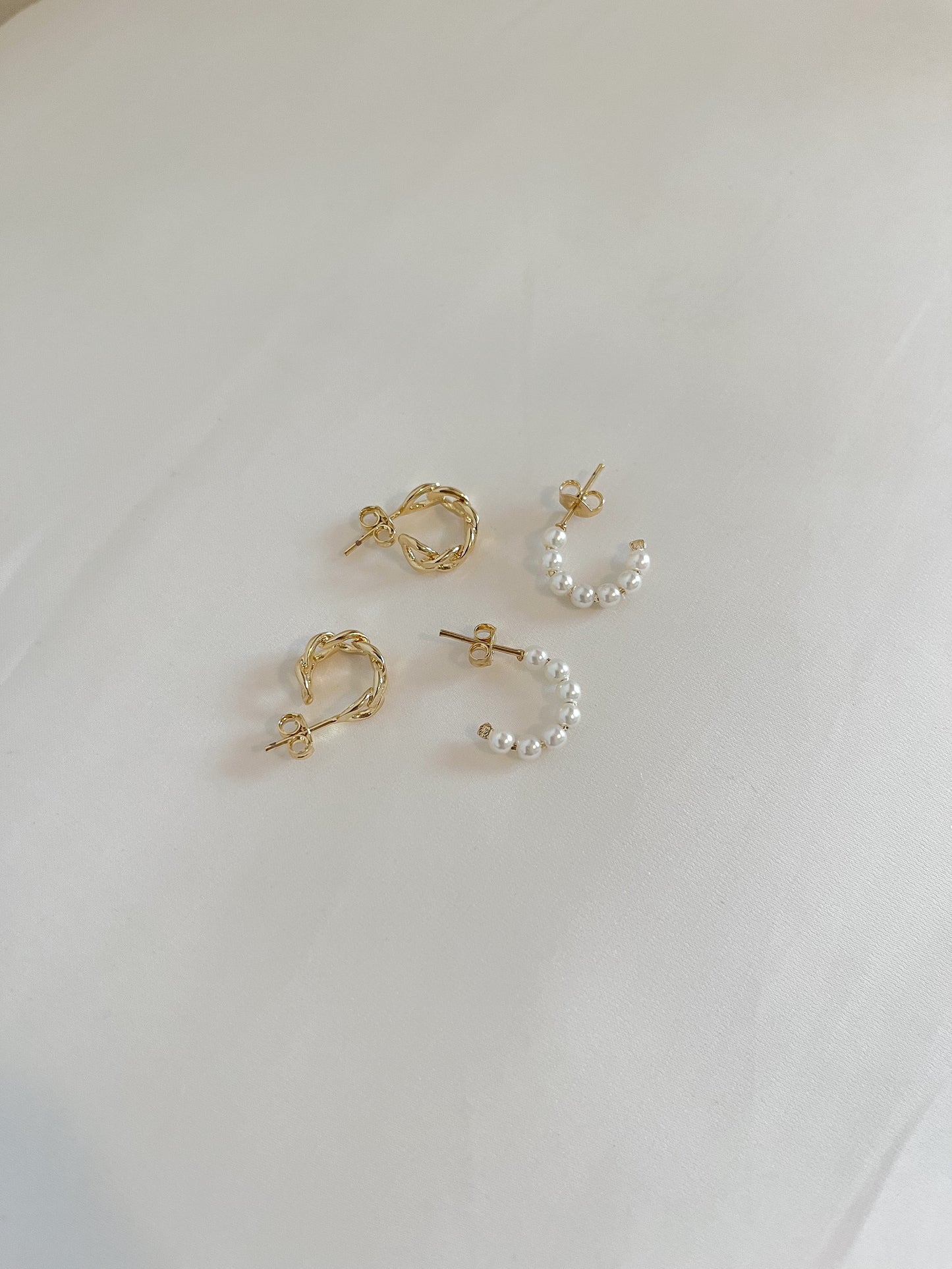 Small Pearl Hoop Earrings